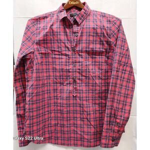 J Crew Women's Plaid 4 Button Shirt Size 12 Multicolor Long Sleeve Casual Top